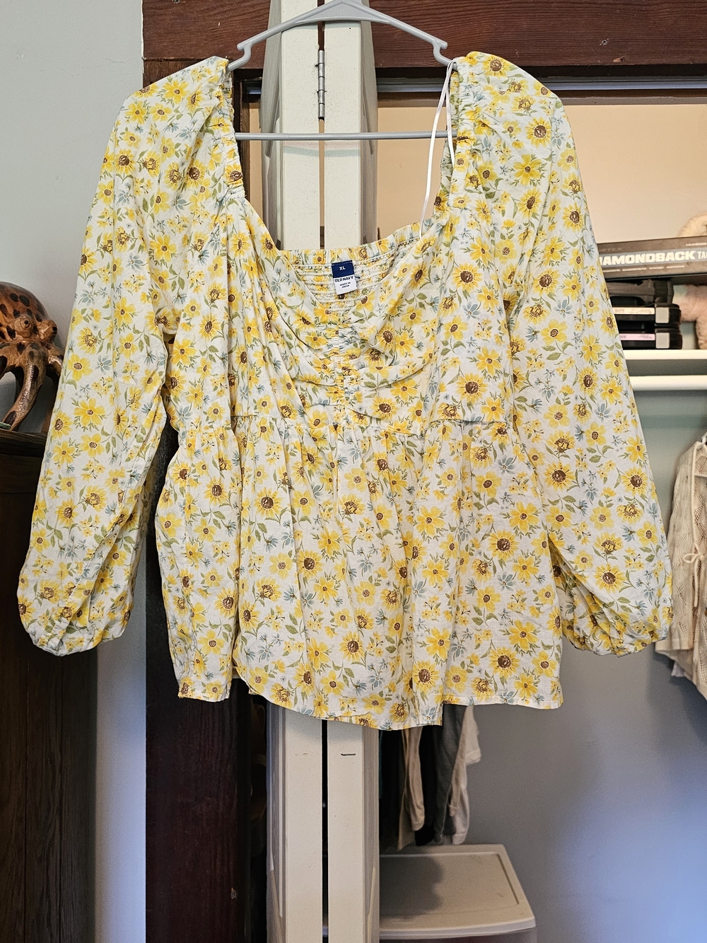 Old Navy Yellow Floral Peasant Top